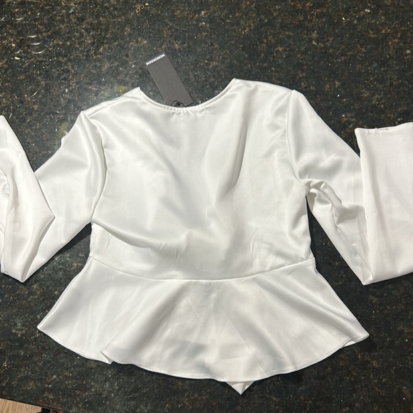 **5 MORE DAYS TO MAKE OFFER** Momokrom white satin crop top - Picture 3 of 9